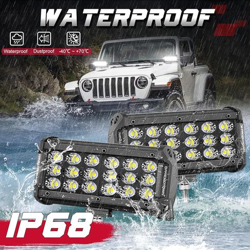 OFFROADTOWN LED القرون 2PCS 4 بوصة الصف الثلاثي LED ضوء بار 54W بقعة LED مكعبات ضوء العمل 5400LM للماء القيادة مصابيح الضباب أضواء الخندق قبالة أضواء الطريق للشاحنات بيك اب جيب UTV ATV عربة الغولف جزازة in Kuwait