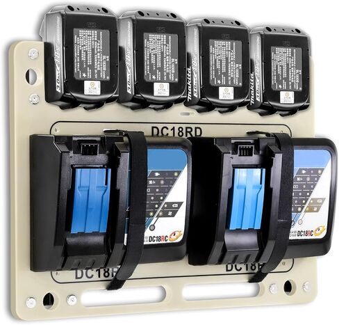 FETESNICE Wall mount for Makita batteries and chargers, strong pps stable 2-battery holder and charger holder, charger wall mount, suitable for workshop and garage in Saudi Arabia
