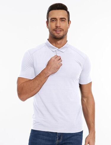 Mens Polo Shirts Dry Fit Sport T Shirt Performance Short Sleeve Athletic Tennis Golf Workout Polo Shirts in Saudi Arabia