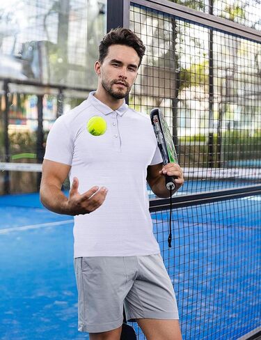 Mens Polo Shirts Dry Fit Sport T Shirt Performance Short Sleeve Athletic Tennis Golf Workout Polo Shirts in Saudi Arabia