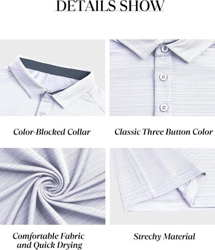 Mens Polo Shirts Dry Fit Sport T Shirt Performance Short Sleeve Athletic Tennis Golf Workout Polo Shirts in Saudi Arabia