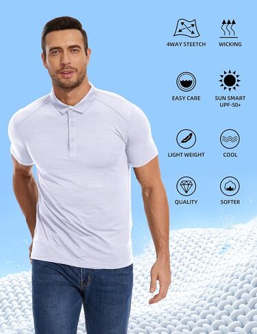 Mens Polo Shirts Dry Fit Sport T Shirt Performance Short Sleeve Athletic Tennis Golf Workout Polo Shirts in Saudi Arabia