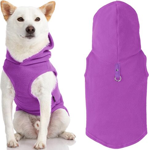 Gooby Fleece Vest Hoodie Dog Sweater - Pink, Large - Warm Pullover Dog Hoodie with O-Ring Leash - Winter Hooded Small Dog Sweater - Dog Clothes for Small Dogs Boy or Girl, and Medium Dogs in Saudi Arabia