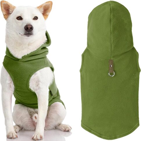 Gooby Fleece Vest Hoodie Dog Sweater - Pink, Large - Warm Pullover Dog Hoodie with O-Ring Leash - Winter Hooded Small Dog Sweater - Dog Clothes for Small Dogs Boy or Girl, and Medium Dogs in Saudi Arabia