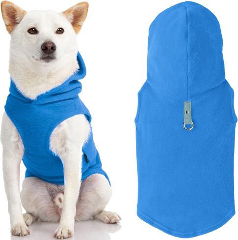 Gooby Fleece Vest Hoodie Dog Sweater - Pink, Large - Warm Pullover Dog Hoodie with O-Ring Leash - Winter Hooded Small Dog Sweater - Dog Clothes for Small Dogs Boy or Girl, and Medium Dogs in Saudi Arabia