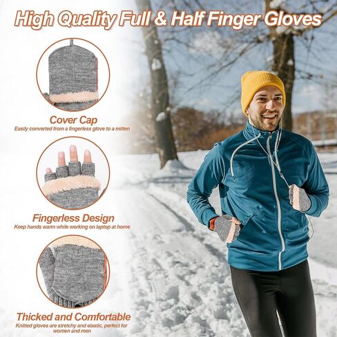 قفازات USB للتدفئة للرجال والنساء، قفازات شتوية دافئة من KKUYT، 3 مستويات للتدفئة، قفازات كمبيوتر محمول دافئة لليدين في الشتاء، قفازات محبوكة للتدفئة كاملة ونصف بدون أصابع، قفازات الكتابة، أفضل هدية شتوية in Kuwait