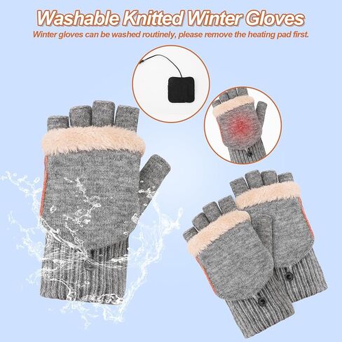 قفازات USB للتدفئة للرجال والنساء، قفازات شتوية دافئة من KKUYT، 3 مستويات للتدفئة، قفازات كمبيوتر محمول دافئة لليدين في الشتاء، قفازات محبوكة للتدفئة كاملة ونصف بدون أصابع، قفازات الكتابة، أفضل هدية شتوية in Kuwait