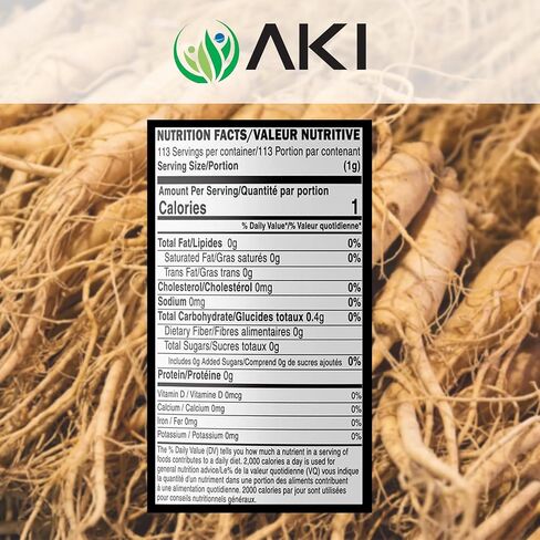 AKI American Ginseng Powder with 4% Ginsenosides | Ideal with Coffee, Beverages Like Smoothies (4 Oz / 113 Gr) in Saudi Arabia