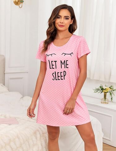 EISHOPEER Sleep Shirt for Women Soft Night Shirt Short Sleeve Nightgown Ladies Sleepwear,Blue XXL in Saudi Arabia
