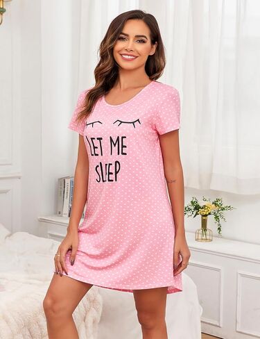 EISHOPEER Sleep Shirt for Women Soft Night Shirt Short Sleeve Nightgown Ladies Sleepwear,Blue XXL in Saudi Arabia