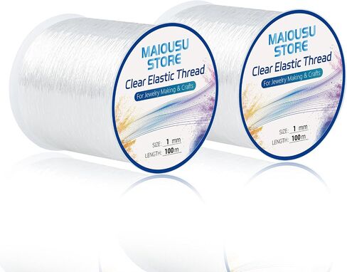 Pack of 6 Clear Elastic Bracelet String for DIY Jewelry Making 200m (0.5mm 50m, 0.8mm 30m, 1mm 20m) x2 with 1 Scissor and 2 Needles Clear Bracelet Elastic Thread Stretchy Elastic for Bracelet Making in Saudi Arabia