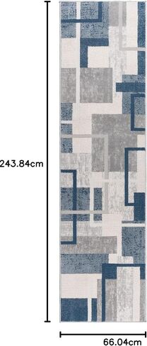 Gertmenian Premium High Low Machine Woven Rug | Easy-Cleaning & Non-Shedding | Living Room, Dining Room, Bedroom, Office | 2x8 Ft Runner, Abstract Geometric, Blue, 24022 in Saudi Arabia