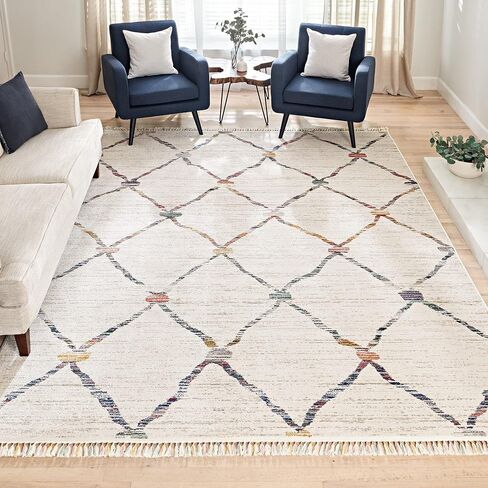 Gertmenian Premium High Low Machine Woven Rug | Easy-Cleaning & Non-Shedding | Living Room, Dining Room, Bedroom, Office | 2x8 Ft Runner, Abstract Geometric, Blue, 24022 in Saudi Arabia