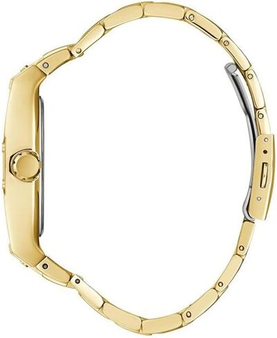 GUESS Men's Trend Casual Tonneau Diamond 43mm Watch – Black Dial Gold-Tone Stainless Steel Case with Black Flex Strap in Saudi Arabia