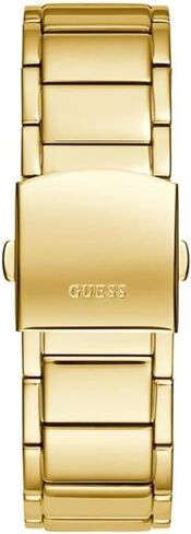 GUESS Men's Trend Casual Tonneau Diamond 43mm Watch – Black Dial Gold-Tone Stainless Steel Case with Black Flex Strap in Saudi Arabia
