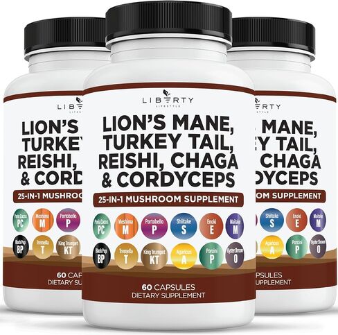 Lions Mane 3000mg 20in1 Mushroom Supplement with Turkey Tail 2000mg Reishi 1000mg Cordyceps Chaga 1000mg with Marshmallow Root -2 Pack in Kuwait