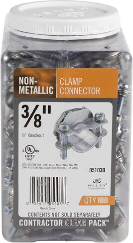 Halex - 3/8 Inch Non-Metallic Twin Screw Clamp Connectors - 05103B4P - 4 Pack CCP - 100 Per Pack, 400 Total in Saudi Arabia