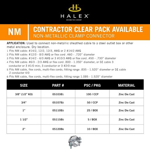 Halex - 3/8 Inch Non-Metallic Twin Screw Clamp Connectors - 05103B4P - 4 Pack CCP - 100 Per Pack, 400 Total in Saudi Arabia