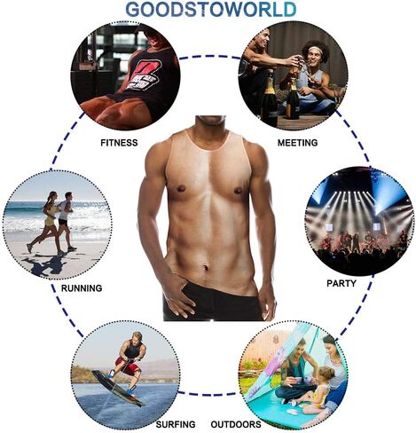 Mens 3D Fake Abs Tank Top Breathable Quick Dry Sleeveless Beach Shirt in Saudi Arabia