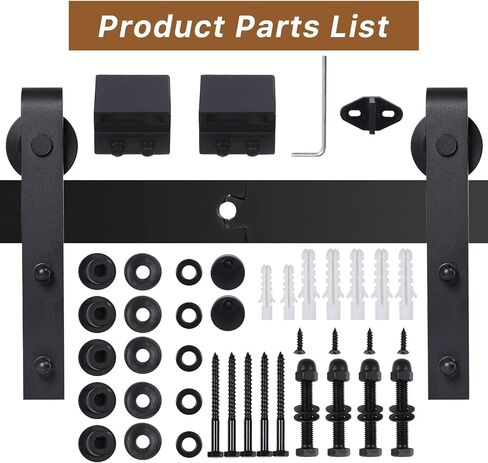 5ft Sliding Barn Roller Hardware Kit,Smoothly and Quietly, Easy to Install, Fit 40" Wide Door Panel (I Shape Hanger), 5 ft, Black in Saudi Arabia