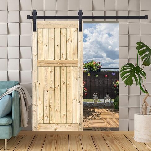 5ft Sliding Barn Roller Hardware Kit,Smoothly and Quietly, Easy to Install, Fit 40" Wide Door Panel (I Shape Hanger), 5 ft, Black in Saudi Arabia