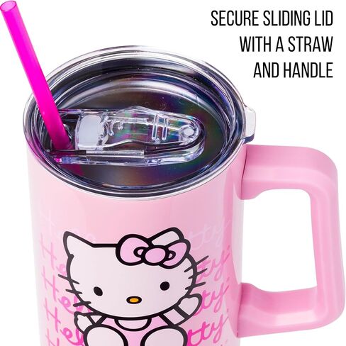 Silver Buffalo Sanrio Hello Kitty Halloween Jack-O-Lantern Stainless Steel Tumbler with Handle and Straw, Fits in Standard Cup Holder, 40 Ounces in Saudi Arabia