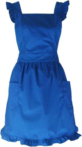 Hyzrz Cute Lovely Cotton Retro Kitchen Cooking Aprons for Women Girls Vintage Baking Apron with Pockets for Mother Gift in Kuwait