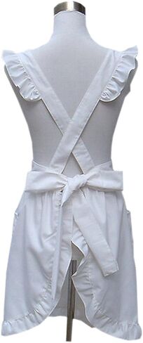 Hyzrz Cute Lovely Cotton Retro Kitchen Cooking Aprons for Women Girls Vintage Baking Apron with Pockets for Mother Gift in Kuwait