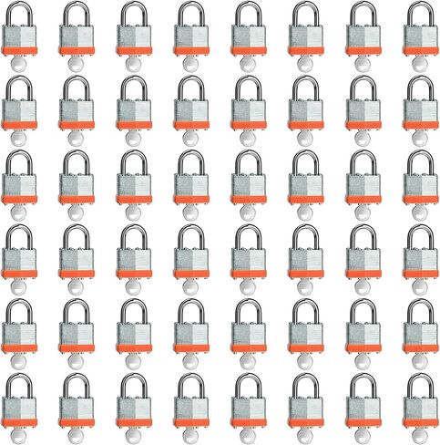 Laminated keyed Padlock (1-9/16", 40mm), keyed Alike Locks,Orange Hoop, Normal Shackle, Pack of 60，Lock for Gym Locker, Luggage, Suitcase, Baggage, Toolbox, Case in Saudi Arabia