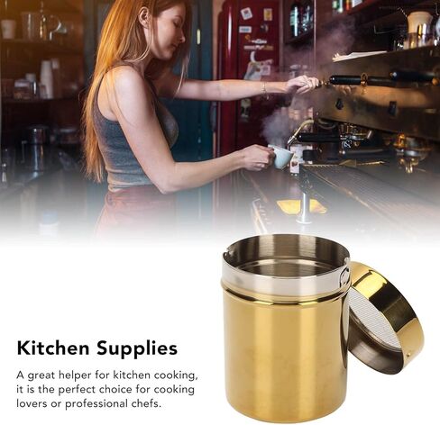 شيكر مسحوق بوشيمي، هزازات ملح وفلفل من الفولاذ المقاوم للصدأ ريسنس ذهبي شبكي ناعم، موزع سكر، شيكر سكر، قرفة، مسحوق سكر، هزازات ملح للمطبخ، توابل شاك in Kuwait