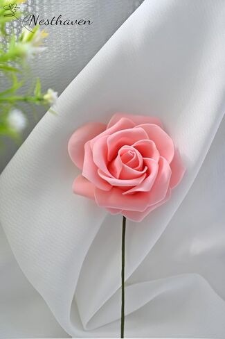 Artificial Flower Ivory White Roses 25pcs Real Looking Fake Roses with Stems for Decoration DIY Wedding Bouquets Centerpieces Bridal Shower Party Valentine's Day Christmas Xmas in Saudi Arabia