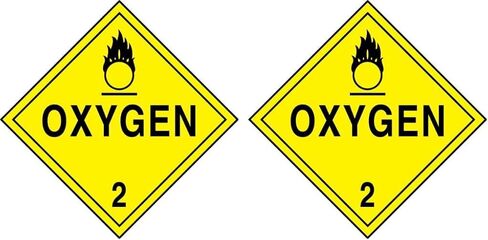 Accuform Signs MPL204VS1 Adhesive Vinyl Hazard Class 2 DOT Placard, Legend "Oxygen 2" with Graphic, 10-3/4" Width x 10-3/4" Length, Black on Yellow in Saudi Arabia