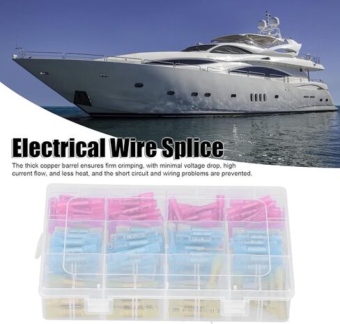 موصل بعقب يتقلص الحرارة، 200 قطعة موصلات بعقب يتقلص الحرارة معزولة مقاوم للماء 22-10AWG سلك لصق لسيارة مركبة بحرية in Saudi Arabia