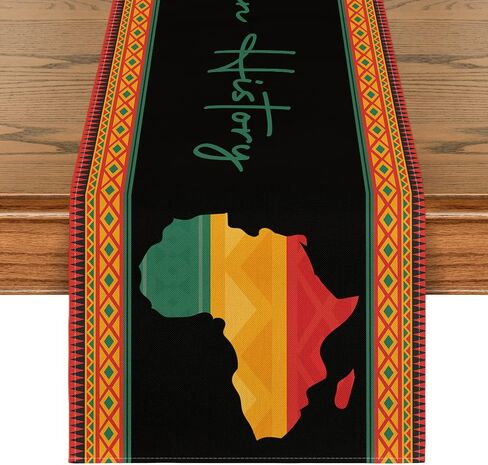 Artoid Mode African Map Black History Month Table Runner, Juneteenth Freedom Pride Kitchen Dining Table Decoration for Home Party Decor 13 x 72 Inch in Saudi Arabia