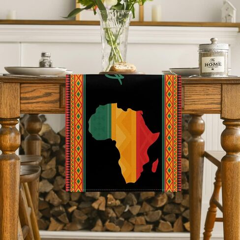 Artoid Mode African Map Black History Month Table Runner, Juneteenth Freedom Pride Kitchen Dining Table Decoration for Home Party Decor 13 x 72 Inch in Saudi Arabia