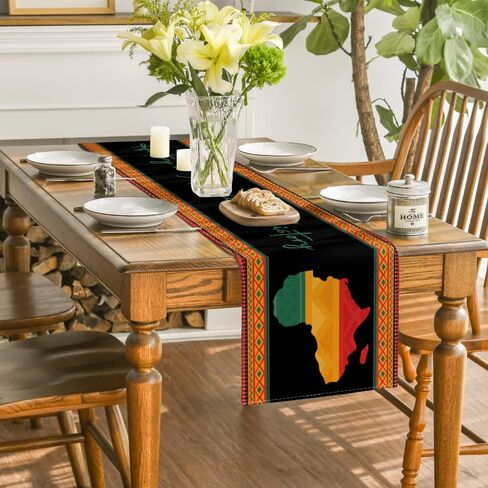 Artoid Mode African Map Black History Month Table Runner, Juneteenth Freedom Pride Kitchen Dining Table Decoration for Home Party Decor 13 x 72 Inch in Saudi Arabia