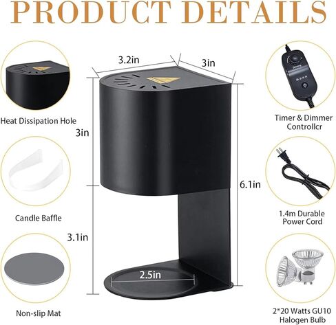 Candle Warmer Lamp with Timer, Electric Black Candle Warmer Lamp for Bedroom Decor, Dimmable Candle Light Warmer,House Warming Gifts New Home, Christmas Gifts for Women,Wax Melt Warmer for Jar Candles in Saudi Arabia
