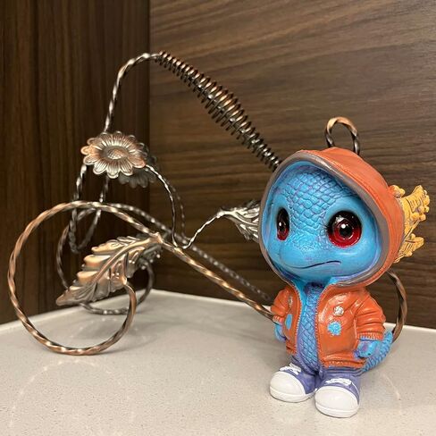 Cartoon Cool Dragon Figurines, Cute Baby Dragon Ornament Mini Dinosaur Sculpture Decorations for Home Office Desk Garden Decor in Saudi Arabia
