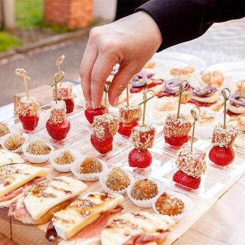 TOFLEN 100ct Mini Dessert Plates with Tasting Spoons, 2.5 Inch Small Reusable Clear Plastic Square Party Serving Hors D'oeuvres Plates for Appetizers (Square) in Saudi Arabia