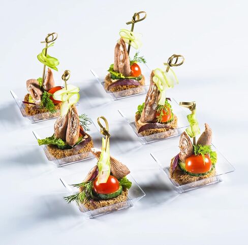TOFLEN 100ct Mini Dessert Plates with Tasting Spoons, 2.5 Inch Small Reusable Clear Plastic Square Party Serving Hors D'oeuvres Plates for Appetizers (Square) in Saudi Arabia