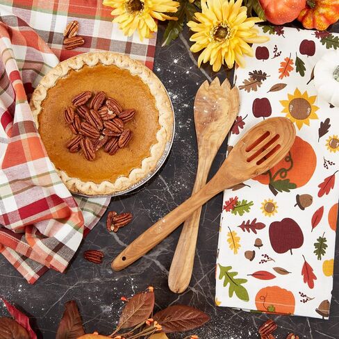 DII Fall Basics Kitchen Dishtowel Collection Printed & Plaid Fall Dish Towel Set, 18x28, Pumpkin Spice, 2 Count in Kuwait