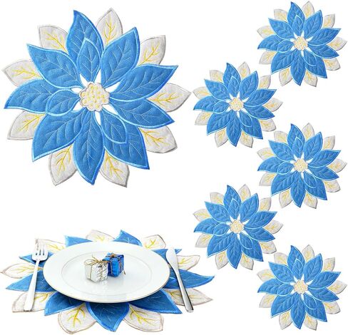6 Pcs Fall Embroidered Placemats Maple Leaves Placemats Thanksgiving Table Placemats Leaf Placemats Fall Decorations for Home Dinning Kitchen Autumn Harvest Decorations (Maple Style, 11 x 17 Inch) in Saudi Arabia