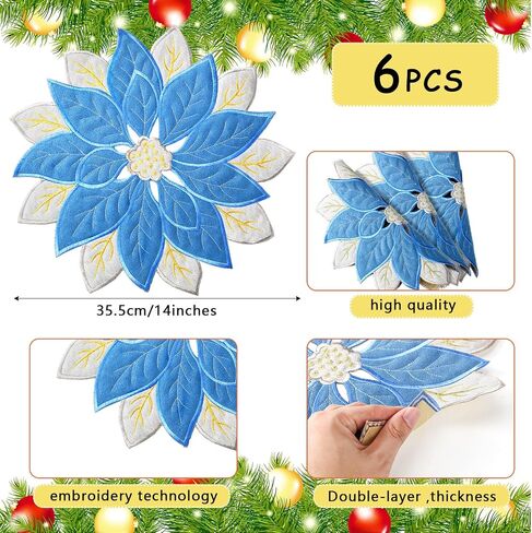 6 Pcs Fall Embroidered Placemats Maple Leaves Placemats Thanksgiving Table Placemats Leaf Placemats Fall Decorations for Home Dinning Kitchen Autumn Harvest Decorations (Maple Style, 11 x 17 Inch) in Saudi Arabia