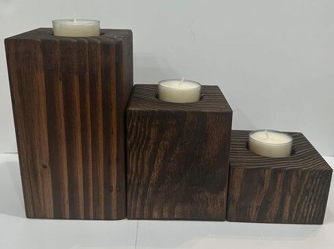 Tea Light Candle Holders Set, 3 Piece Set - 2 inches, 4 inches, 6 inches Height (True Black) in Kuwait