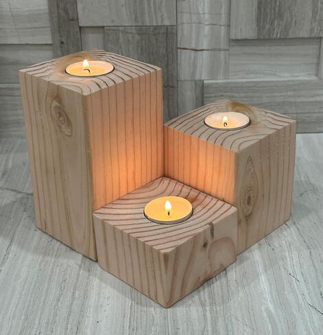 Tea Light Candle Holders Set, 3 Piece Set - 2 inches, 4 inches, 6 inches Height (True Black) in Kuwait