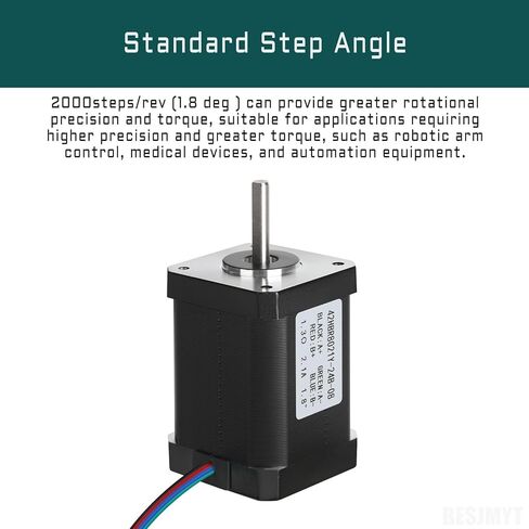 Nema 17 Stepper Motor 190mNm High Torque 1.8 Deg Standard Step Angle 1A/3.7V 22.5mm(0.89inch) Bipolar 2 Phase 4 Lead Low Noise for CNC Engraving Machine and Precise 3D Printing in Saudi Arabia