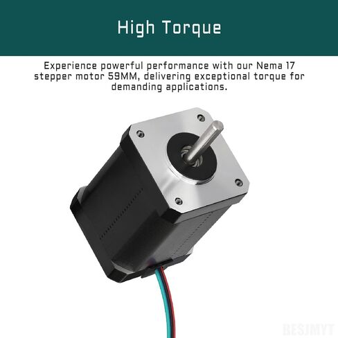 Nema 17 Stepper Motor 190mNm High Torque 1.8 Deg Standard Step Angle 1A/3.7V 22.5mm(0.89inch) Bipolar 2 Phase 4 Lead Low Noise for CNC Engraving Machine and Precise 3D Printing in Saudi Arabia