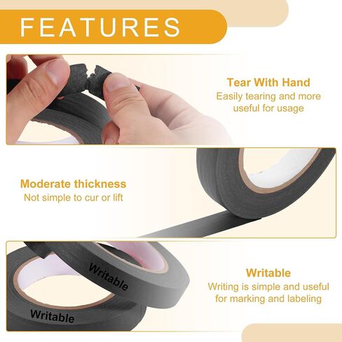 1 Pc 0.8 Inches x 54.7 Yards Universal Painters Tape - DIY Car Auto Paint for Masking Tape No Residue - Crepe Paper Black in Saudi Arabia