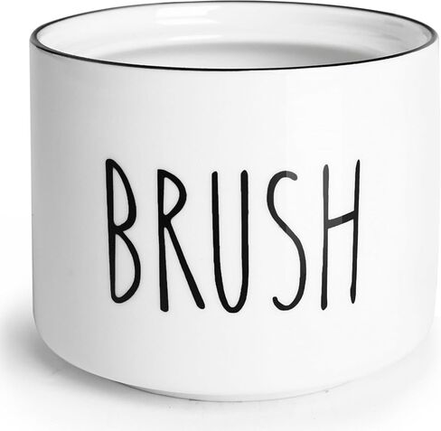 ONTUBE Ceramic Dish Brush Holder, Farmhouse Scrub Brush Holder Dishwashing Brush Stand, Soap Dispensing Kitchen Brushes Holder (White) in Kuwait