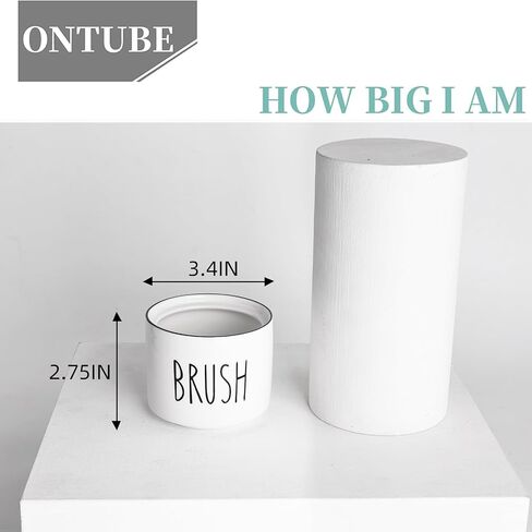 ONTUBE Ceramic Dish Brush Holder, Farmhouse Scrub Brush Holder Dishwashing Brush Stand, Soap Dispensing Kitchen Brushes Holder (White) in Kuwait
